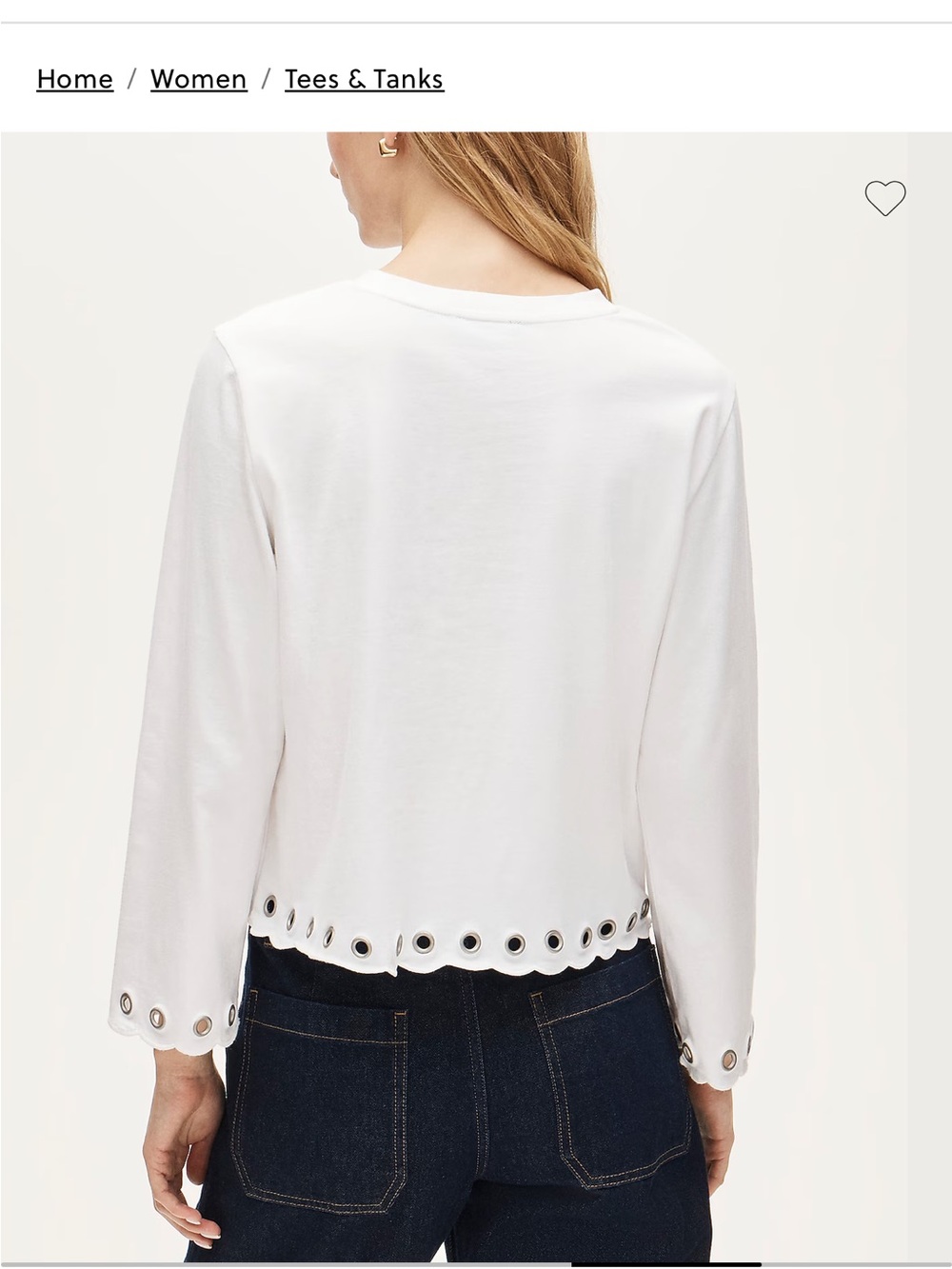 JCrew Boyfriend Jersey Relaxed Long-sleeve T-shirt with Grommets NWT SZ Medium - Picture 4 of 7